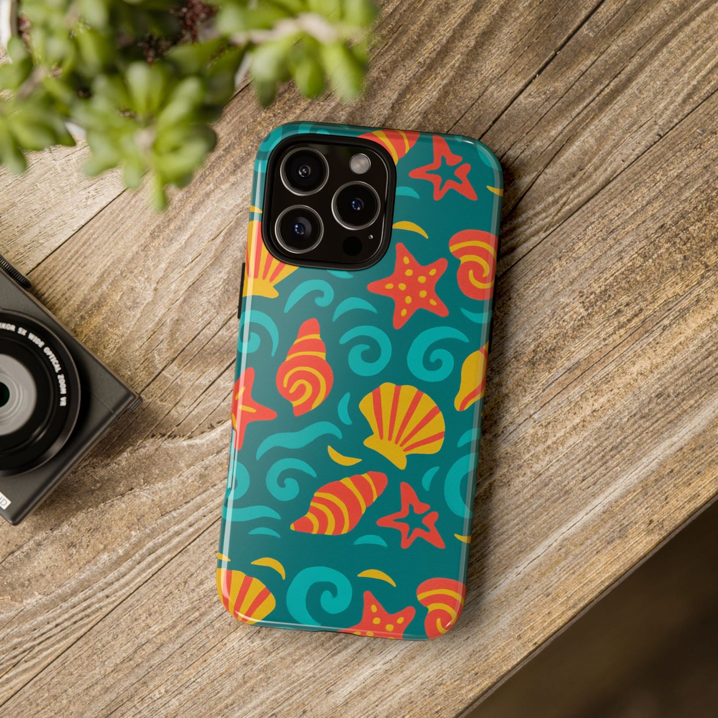 vibrant coastal shell pattern protective phone case for stylish self-expression compatible with iphone 13, 14, 15 & 16 – all models including pro, pro max & plus