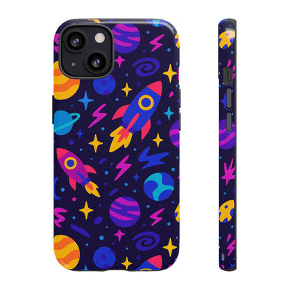 Vibrant 3D Wrap Protective Phone Case with Playful Space Theme for Stylish Self-Expression Compatible with iPhone 13, 14, 15 & 16 – all models including Pro, Pro Max & Plus