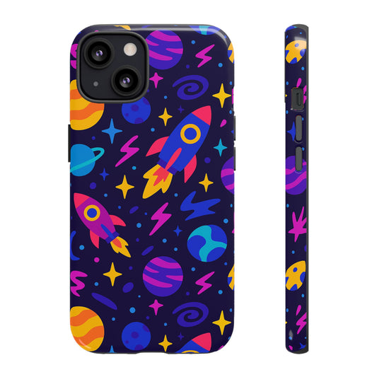 Vibrant 3D Wrap Protective Phone Case with Playful Space Theme for Stylish Self-Expression Compatible with iPhone 13, 14, 15 & 16 – all models including Pro, Pro Max & Plus