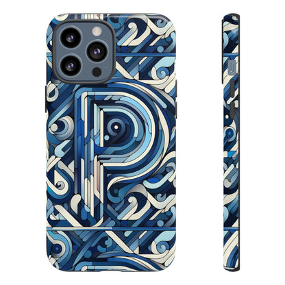 Blue Alphabet P Phone Case with 3D Wrap Design for Kids and Teens Durable Shockproof Protective Cover for Smartphones