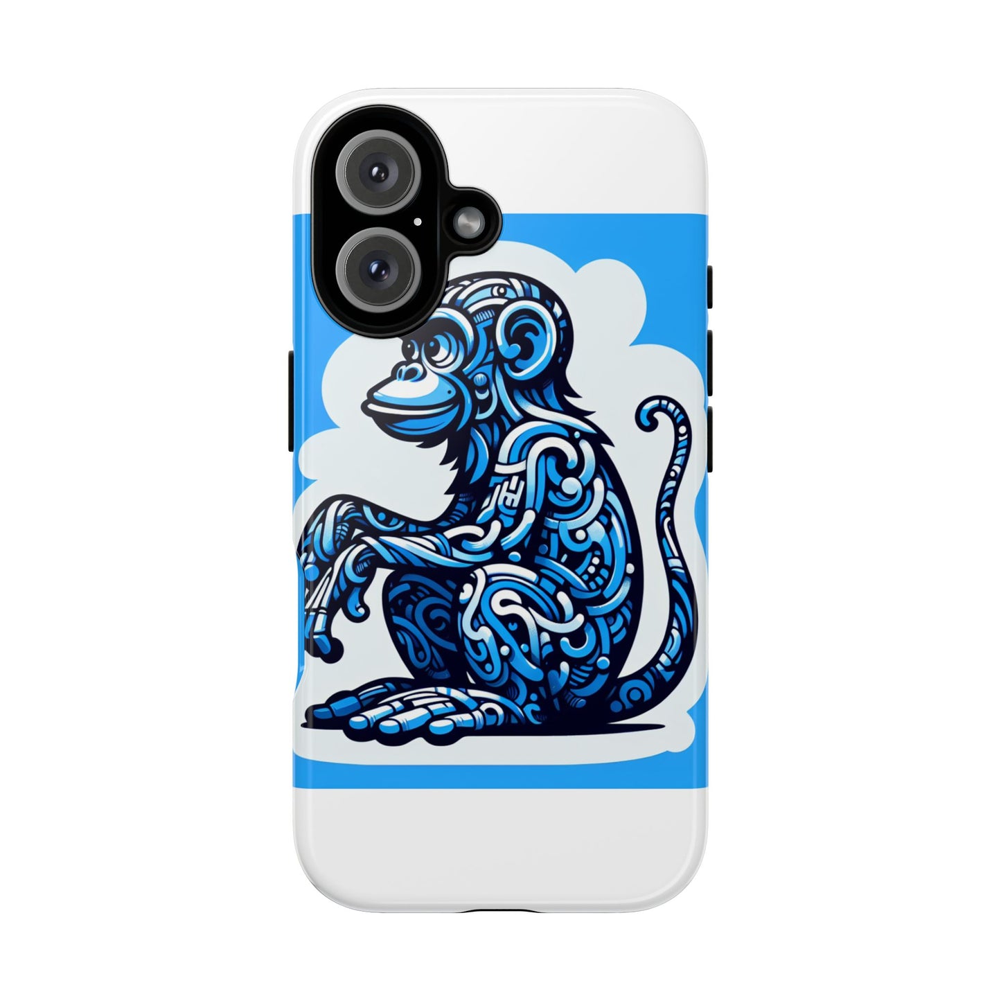vibrant 3d monkey design phone case in blue – stylish protection for smartphones compatible with iphone 13, 14, 15 & 16 – all models including pro, pro max & plus