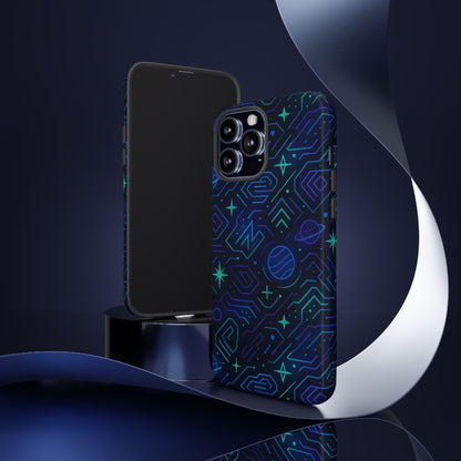 Vibrant Space Design Protective Phone Case in Blue and Green 3D Wrap for Stylish Protection Compatible with iPhone 13, 14, 15 & 16 – All Models Including Pro, Pro Max & Plus