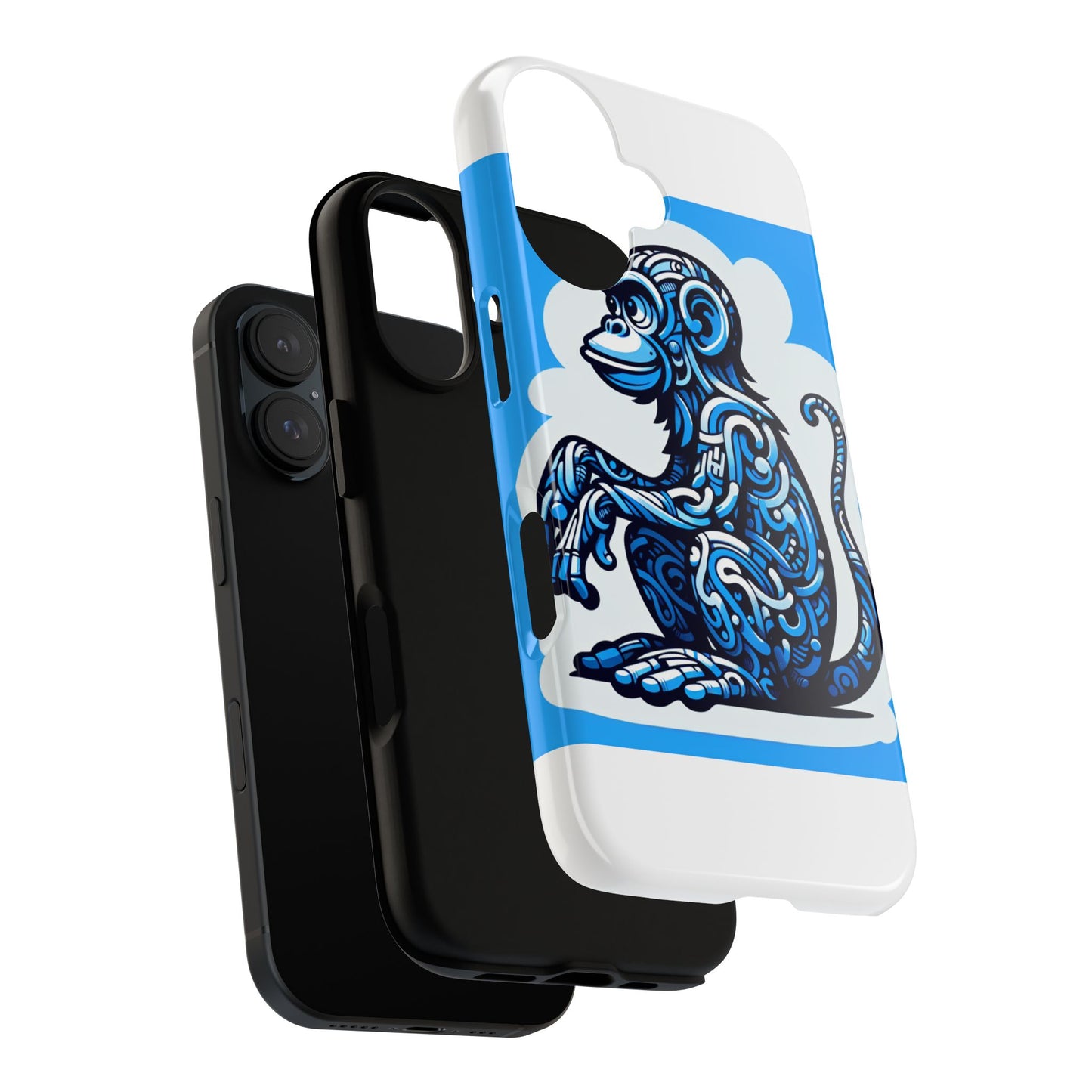 vibrant 3d monkey design phone case in blue – stylish protection for smartphones compatible with iphone 13, 14, 15 & 16 – all models including pro, pro max & plus
