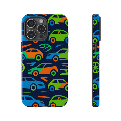 Vibrant 3D Car Pattern Protective Phone Case for Expressive Individuals Stylish Accessory Compatible with iPhone 13, 14, 15 & 16 – all models including Pro, Pro Max & Plus