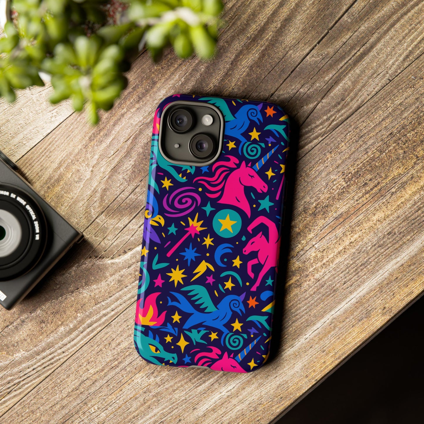 vibrant fantasy unicorns protective phone case – colourful 3d design for stylish protection – compatible with iphone 13, 14, 15 & 16 – all models including pro, pro max & plus