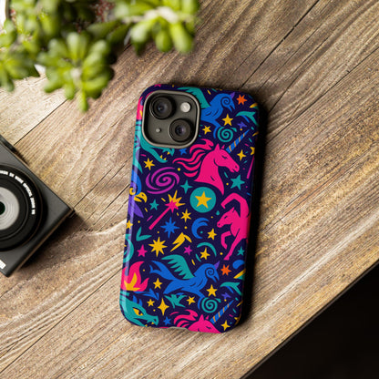Vibrant Fantasy Unicorns Protective Phone Case – Colourful 3D Design for Stylish Protection – Compatible with iPhone 13, 14, 15 & 16 – All Models Including Pro, Pro Max & Plus