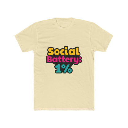 Social Battery 1% Meme Unisex T-Shirt – Multicolor Graphic Tee, Funny Casual Tee for Men and Women, Humorous T-Shirt for Everyday Wear, Sizes S-XXL