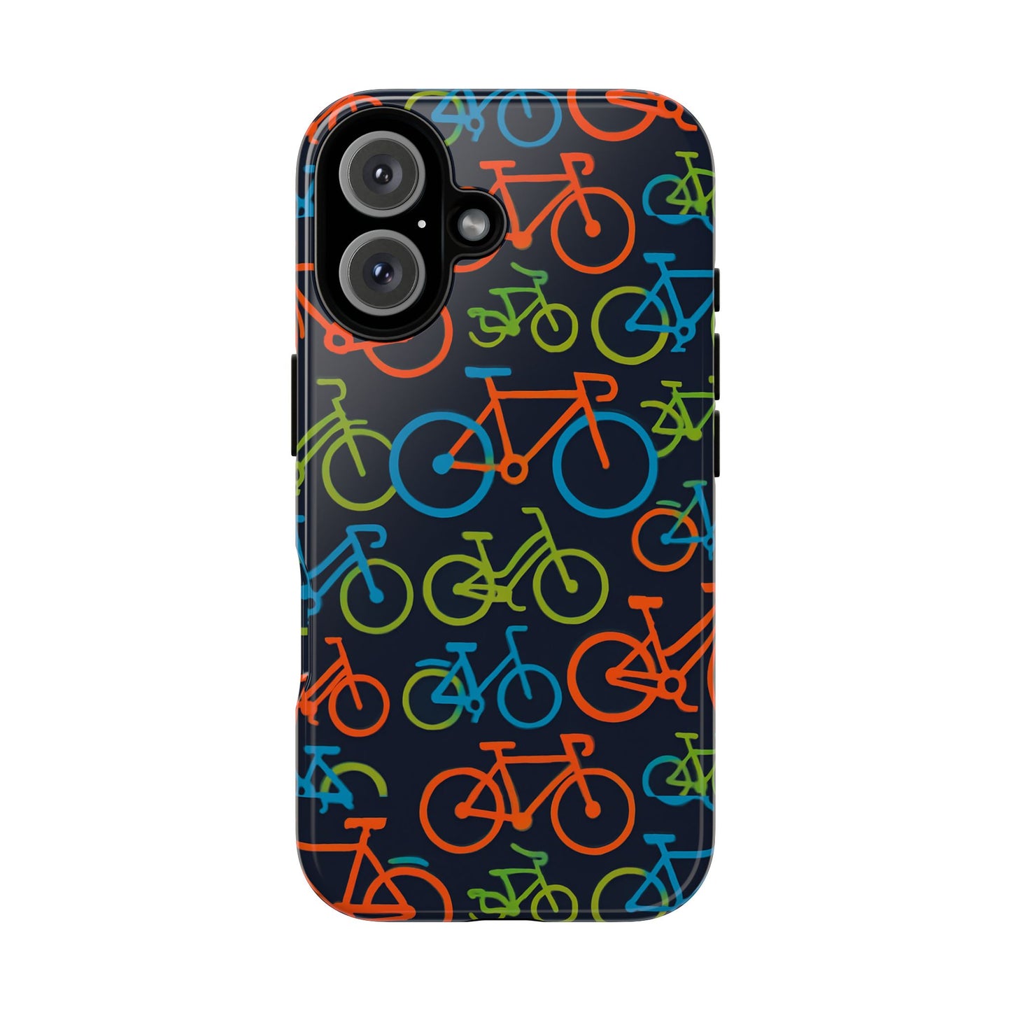 multicolour bicycle print protective phone case for smartphones – vibrant style and trendy accessory compatible with iphone 13, 14, 15 & 16 – all models including pro, pro max & plus