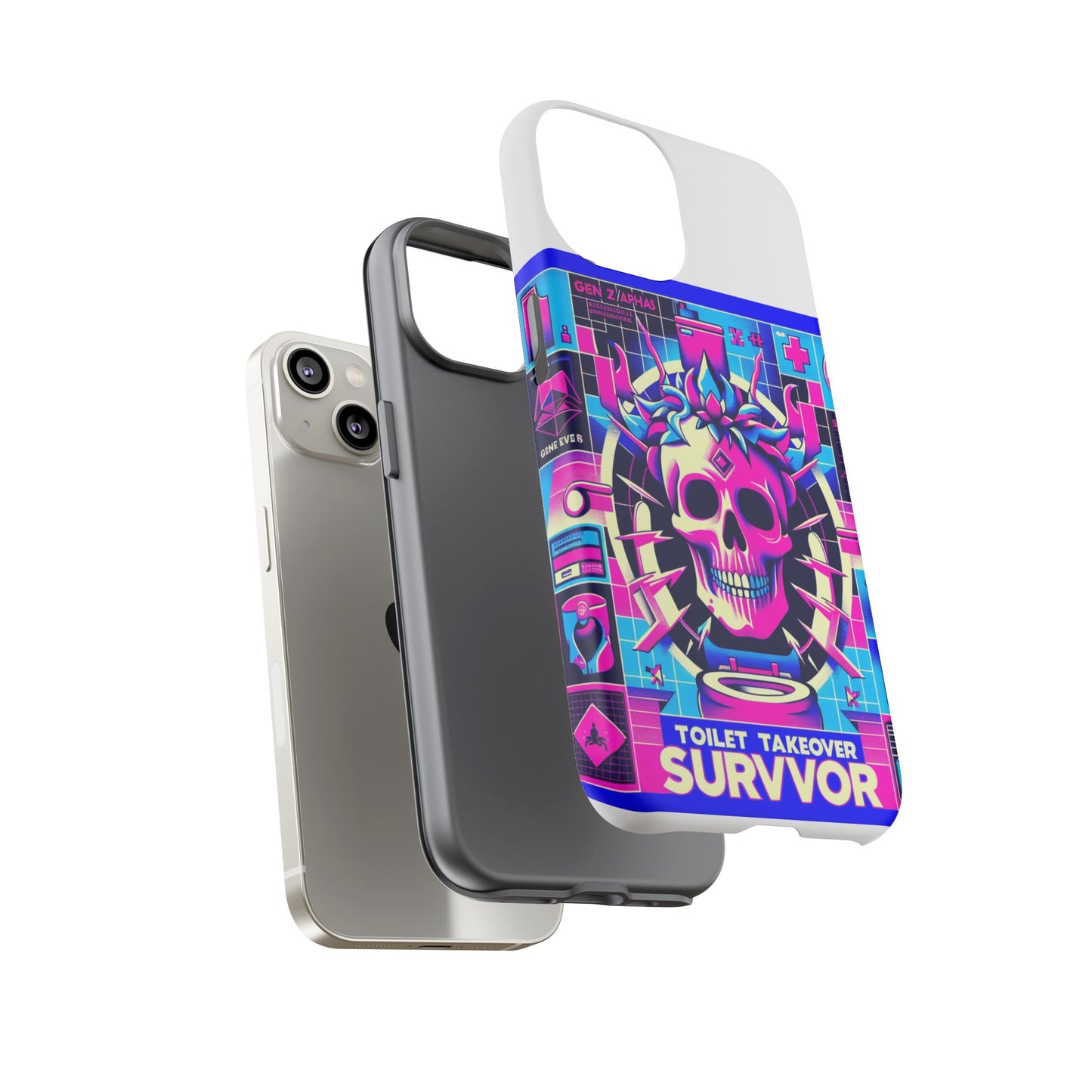 toilet takeover survivor 3d wrap protective phone case for anime and comic fans, shock absorbing tpu silicone, uv protected, stylish design, gift for birthdays and holidays