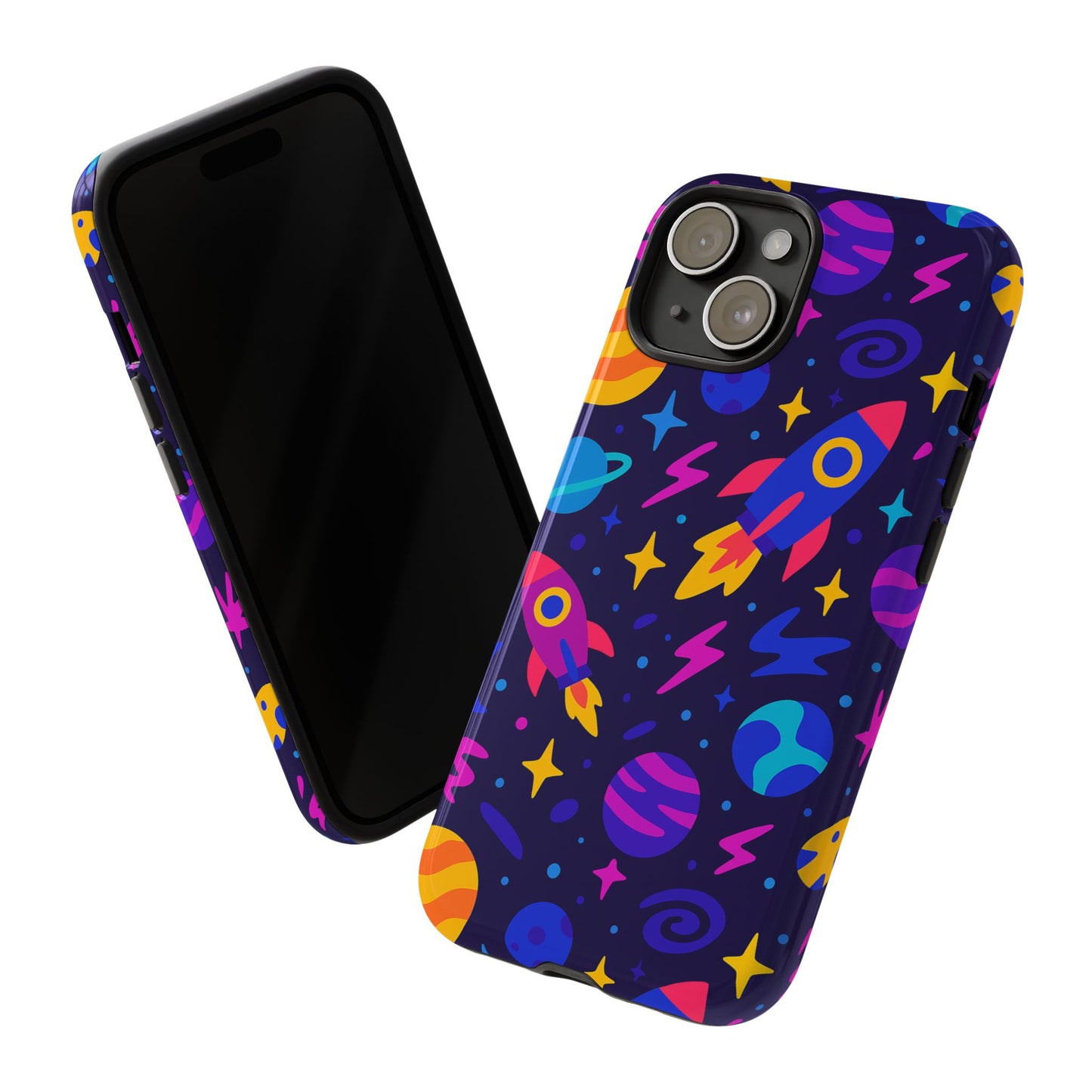 vibrant 3d wrap protective phone case with playful space theme for stylish self-expression compatible with iphone 13, 14, 15 & 16 – all models including pro, pro max & plus