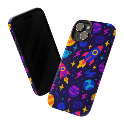 Vibrant 3D Wrap Protective Phone Case with Playful Space Theme for Stylish Self-Expression Compatible with iPhone 13, 14, 15 & 16 – all models including Pro, Pro Max & Plus
