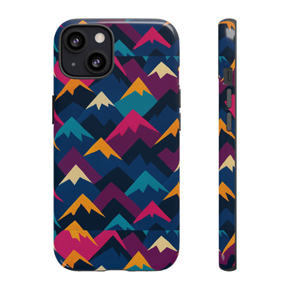 Multicolour Mountain Geometric Protective Phone Case – Stylish Accessory for Unique Self-Expression Compatible with iPhone 13, 14, 15 & 16 – all models including Pro, Pro Max & Plus