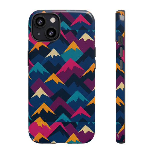 Multicolour Mountain Geometric Protective Phone Case – Stylish Accessory for Unique Self-Expression Compatible with iPhone 13, 14, 15 & 16 – all models including Pro, Pro Max & Plus