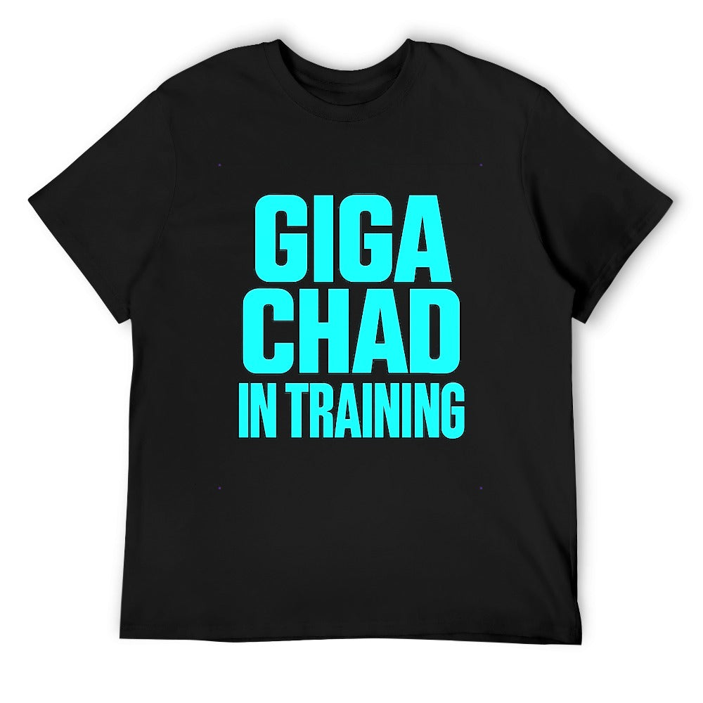 men's t-shirt 100% cotton giga chad in training graphic tee for fitness enthusiasts, casual wear, bold design, comfortable style, perfect for gym and daily outings