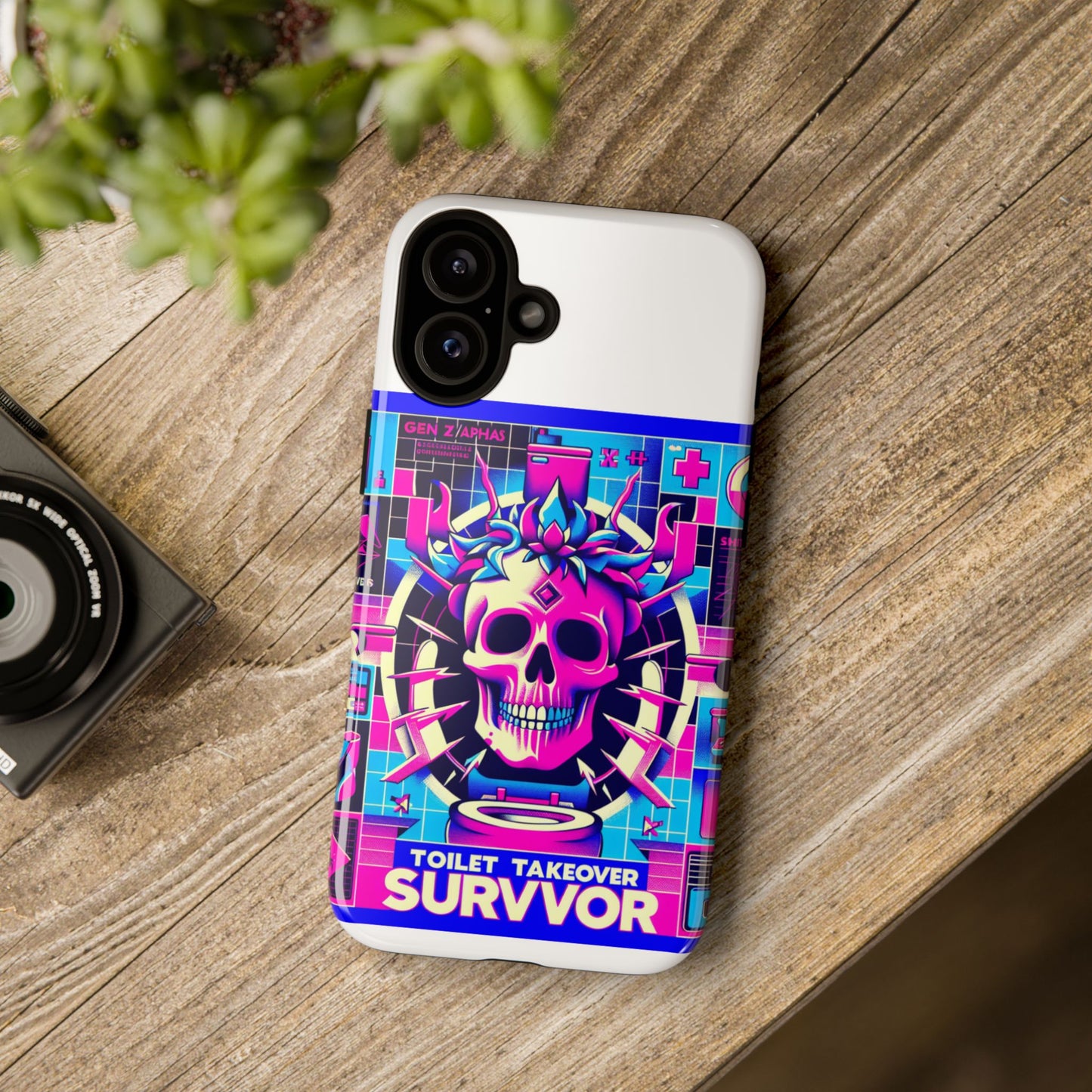 toilet takeover survivor 3d wrap protective phone case for anime and comic fans, shock absorbing tpu silicone, uv protected, stylish design, gift for birthdays and holidays
