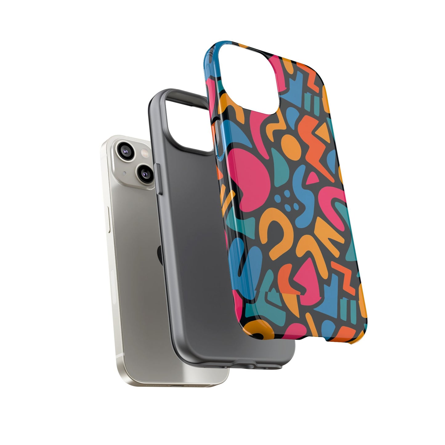 vibrant multicolour abstract 3d wrap phone case for stylish protection, unisex smartphone cover, compatible with iphone 13, 14, 15 & 16 – all models including pro, pro max & plus