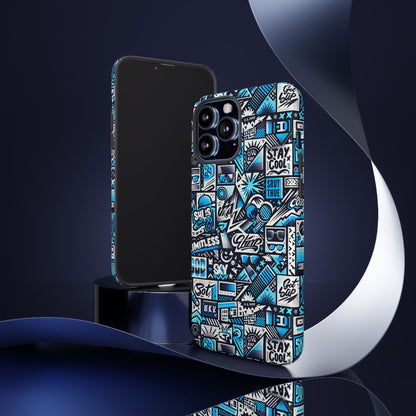 Vibrant 3D Wrap Stylish Protective Phone Case in Playful Blue and Black Design for Trendsetters Compatible with iPhone 13, 14, 15 & 16 – all models including Pro, Pro Max & Plus