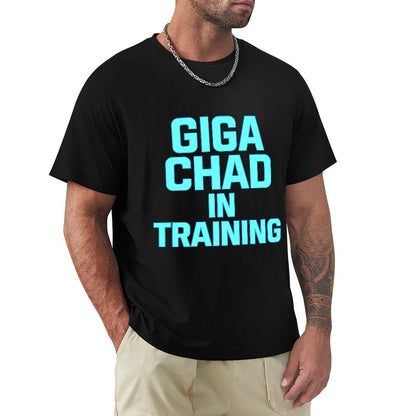 Men's T-Shirt 100% Cotton GIGA CHAD in Training Graphic T-Shirt, Bold Fitness Statement Tee for Men, Comfortable Casual Wear for Gym, Training, and Everyday Style
