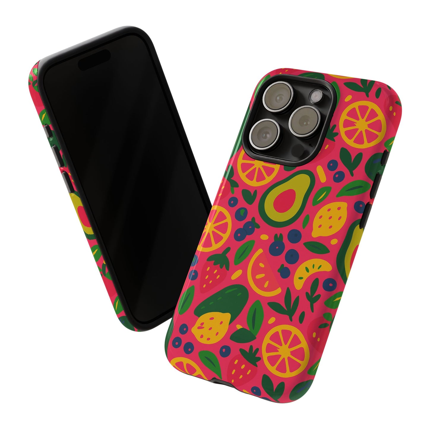 vibrant 3d fruit pattern protective phone case - playful accessory for individuality and stylish protection compatible with iphone 13, 14, 15 & 16 – all models including pro, pro max & plus