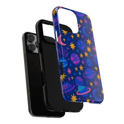 Vibrant Space Theme Protective Phone Case for Unisex – Colourful 3D Design Fashion Accessory Compatible with iPhone 13, 14, 15 & 16 – All Models Including Pro, Pro Max & Plus