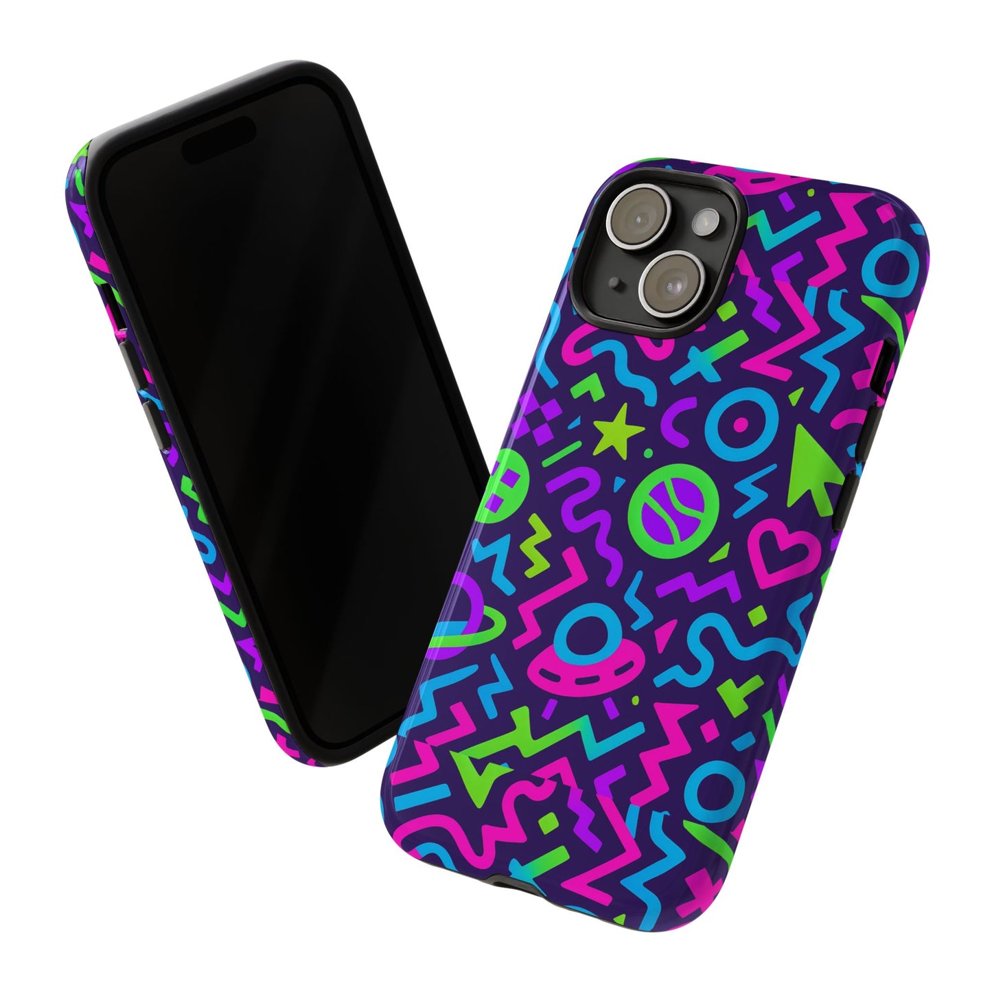vibrant y2k abstract protective phone case with 3d wrap design for bold aesthetic compatible with iphone 13, 14, 15 & 16 – all models including pro, pro max & plus