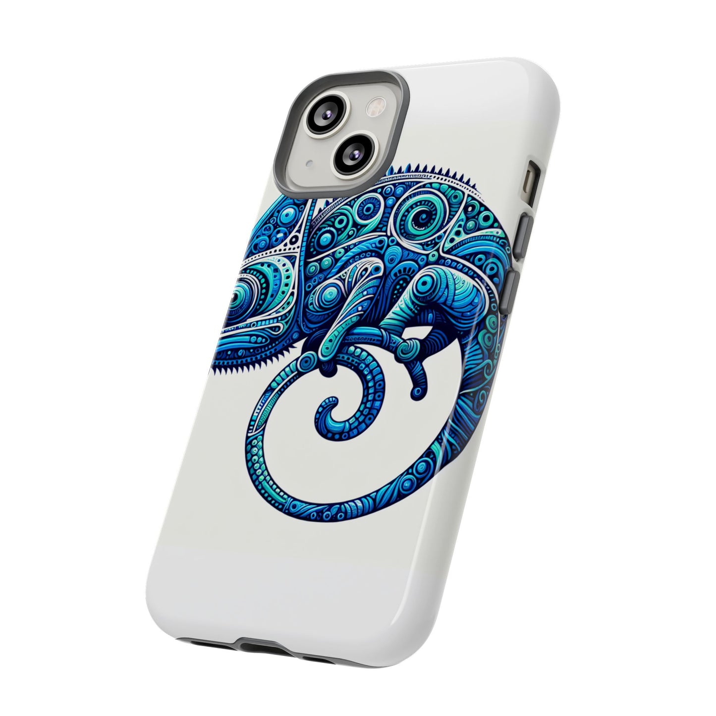 vibrant 3d wrap protective phone case with blue chameleon design, creative accessory for unique style, compatible with iphone 13, 14, 15 & 16 – all models including pro, pro max & plus