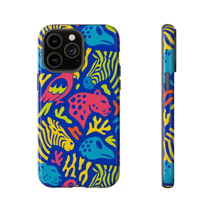 Vibrant Animal Print Protective Phone Case for Stylish Protection with Multicolour Design – Compatible with iPhone 13, 14, 15 & 16 – All Models Including Pro, Pro Max & Plus