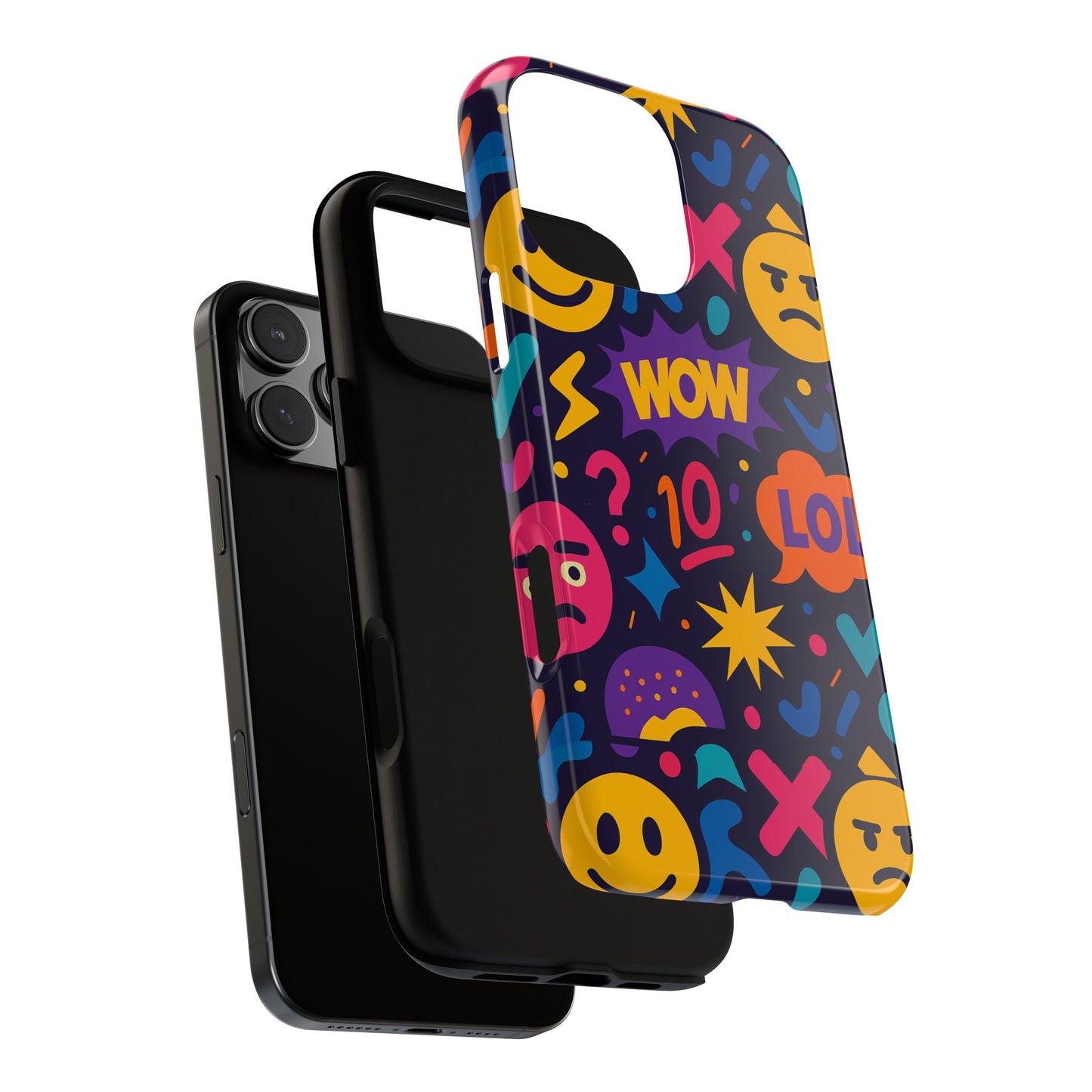 vibrant 3d emoji phone case with fun multicolour design for stylish protection compatible with iphone 13, 14, 15 & 16 – all models including pro, pro max & plus