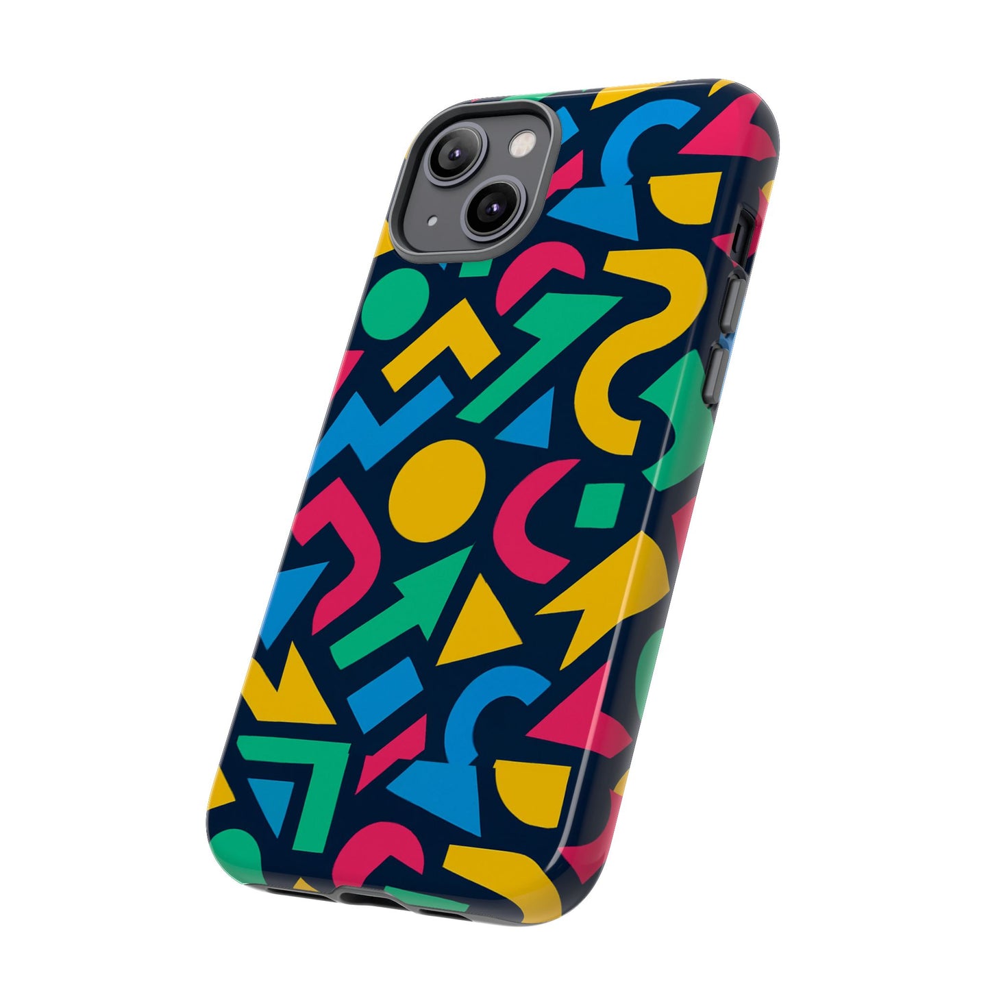 vibrant 3d geometric print phone case for men and women – stylish protection with multicolour design, compatible with iphone 13, 14, 15 & 16 – all models including pro, pro max & plus