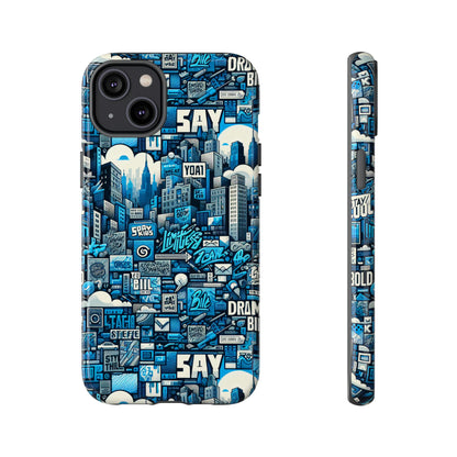 Protective Phone Case with 3D Urban Design in Blue for Stylish Protection – Trendy Accessory Compatible with iPhone 13, 14, 15 & 16 – All Models Including Pro, Pro Max & Plus