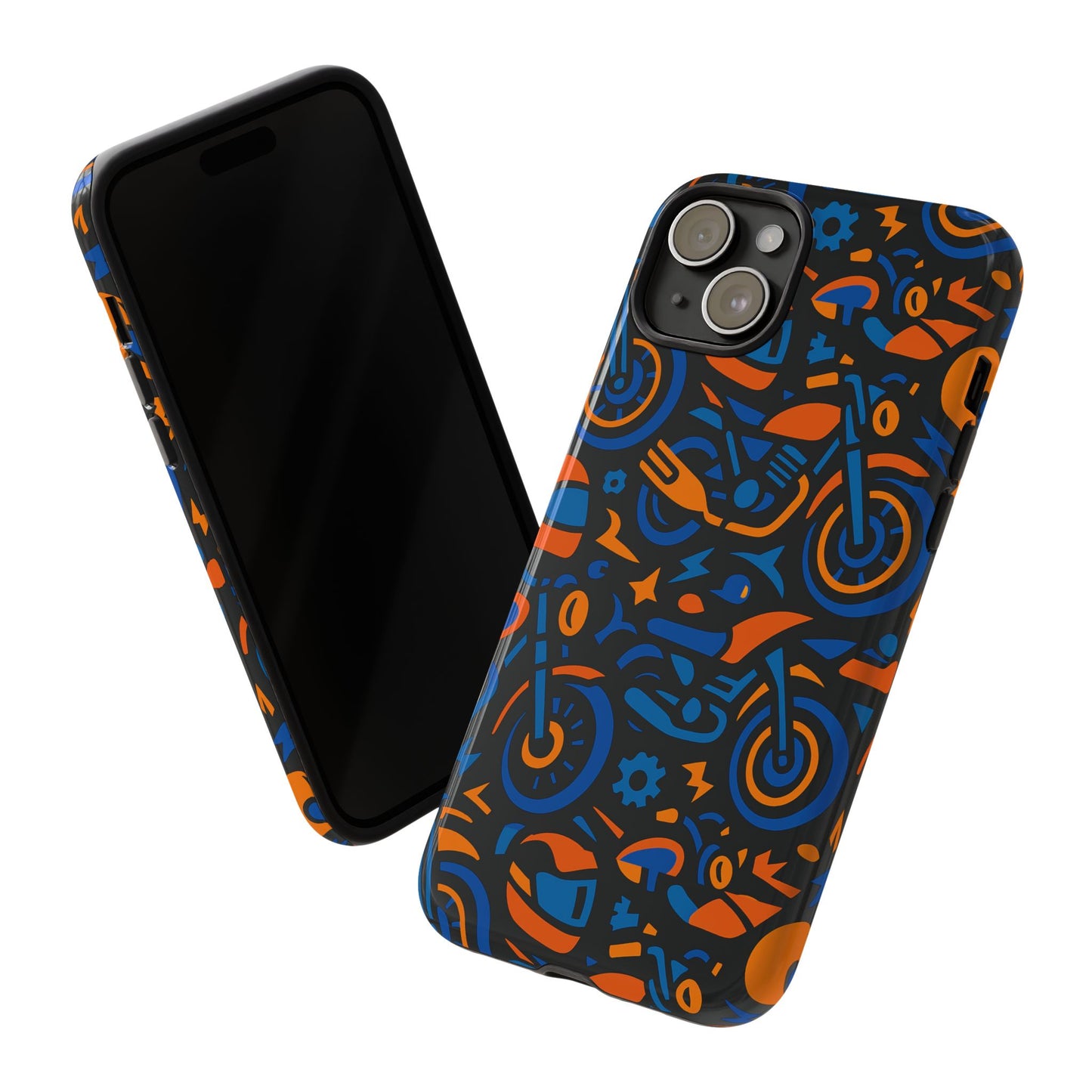 vibrant motorcycle phone case in multicolour design for stylish protection compatible with iphone 13, 14, 15 & 16 – all models including pro, pro max & plus