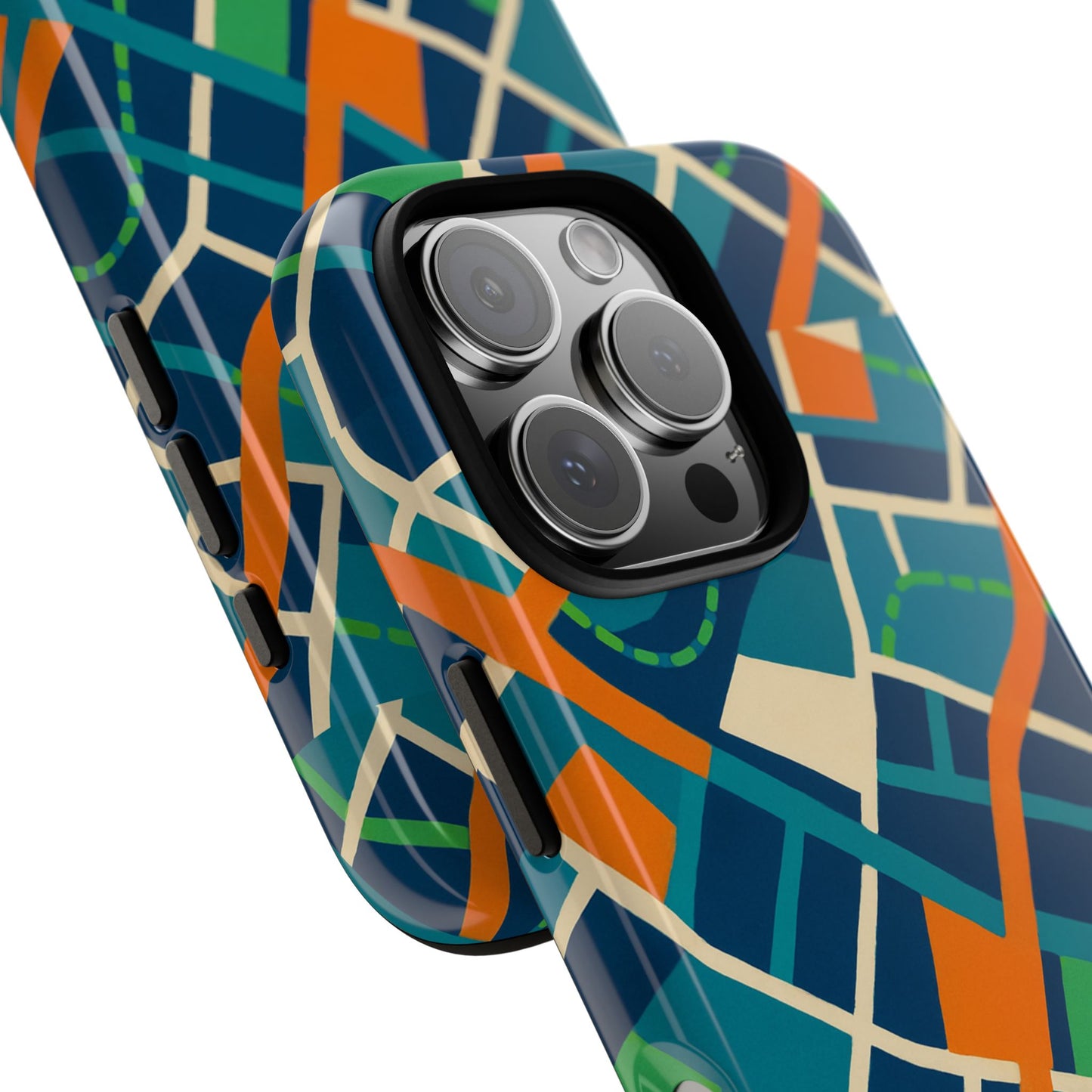 multicolour abstract geometric phone case for stylish protection compatible with iphone 13, 14, 15 & 16 – all models including pro, pro max & plus