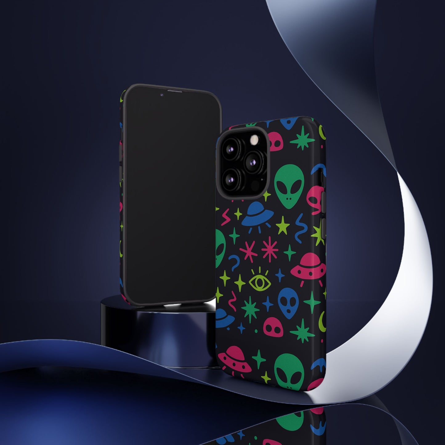 vibrant alien pattern protective phone case with 3d wrap design for unique expression – stylish protection compatible with iphone 13, 14, 15 & 16 – all models including pro, pro max & plus