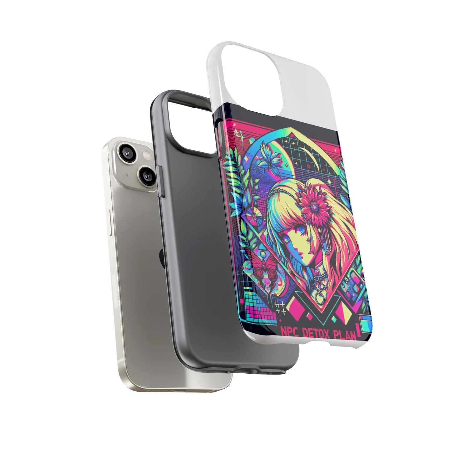 npc detox plan - vibrant protective phone case for anime and comic lovers, durable shock absorption, uv protected, glossy or matte finish