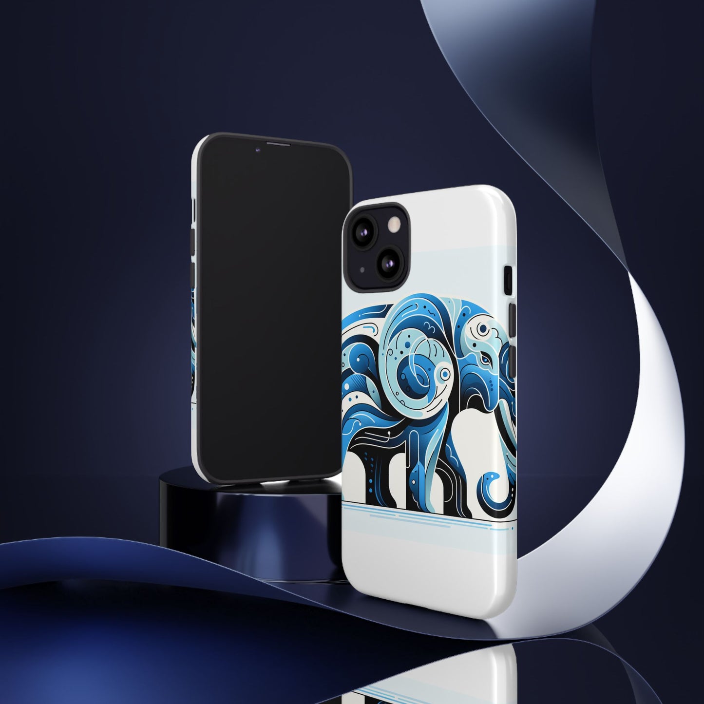 vibrant 3d blue elephant design protective phone case – unique abstract art style for stylish protection compatible with iphone 13, 14, 15 & 16 – all models including pro, pro max & plus