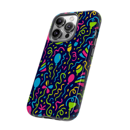 Vibrant 3D Wrap Protective Phone Case with Multicolour Party Design for Playful Smartphone Accessories Compatible with iPhone 13, 14, 15 & 16 – all models including Pro, Pro Max & Plus