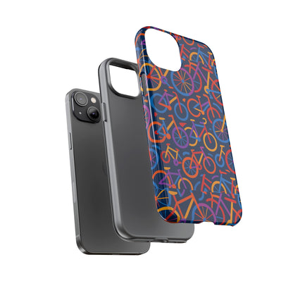 Multicolour 3D Bicycle Pattern Protective Phone Case Stylish Design for Creative Individuals Compatible with iPhone 13, 14, 15 & 16 – all models including Pro, Pro Max & Plus