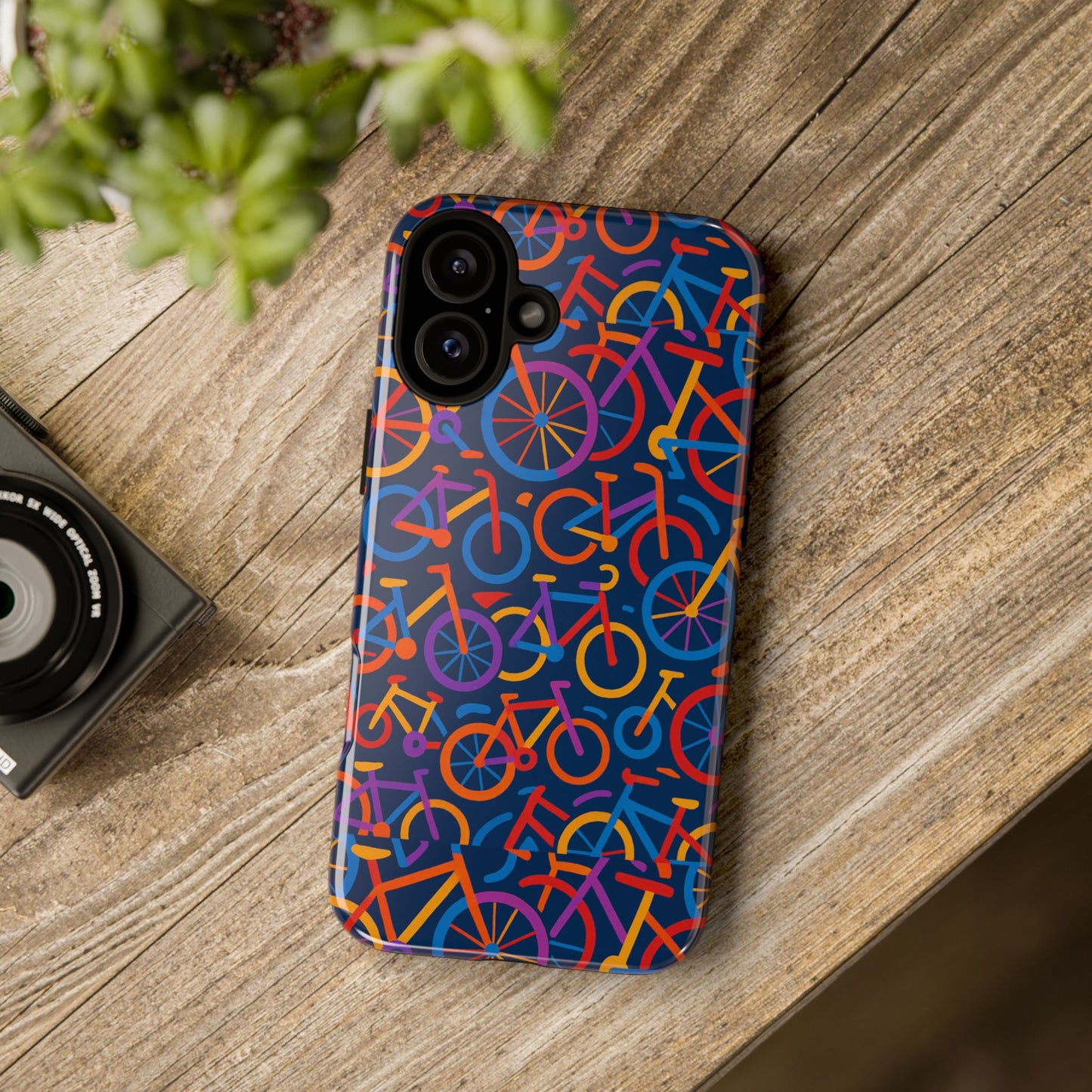 multicolour 3d bicycle pattern protective phone case stylish design for creative individuals compatible with iphone 13, 14, 15 & 16 – all models including pro, pro max & plus