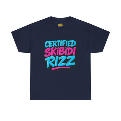Certified Skibidi Rizz Unisex Heavy Cotton Tee - Trendy Graphic T-Shirt for Casual Wear and Everyday Style, Comfortable Fit in Various Sizes