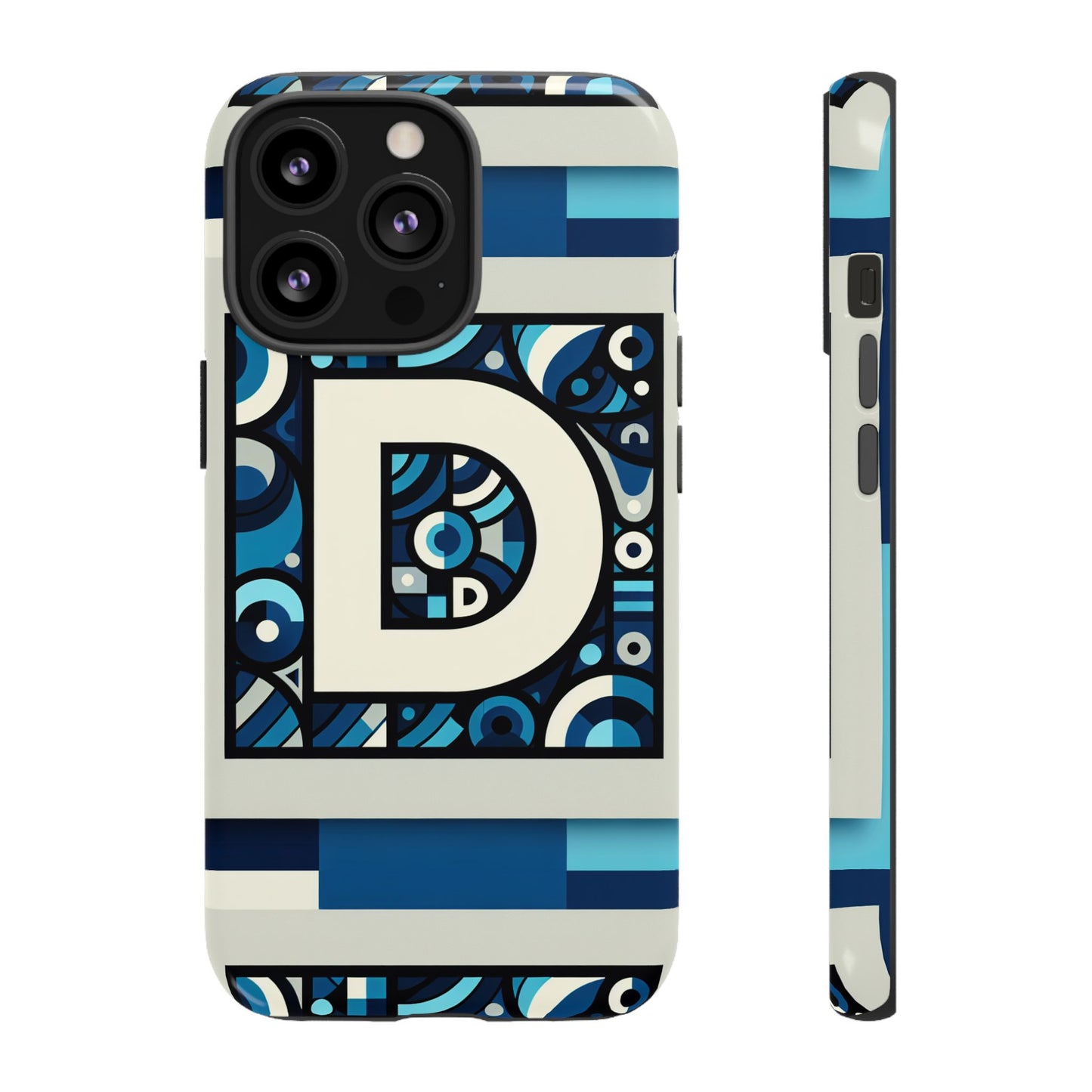 blue alphabet letter d phone case with 3d wrap and shock protection for kids and teens