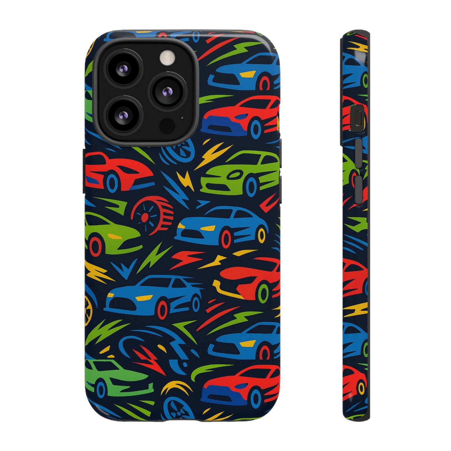 vibrant 3d car design protective phone case – fun retro style for kids and adults – stylish protection – compatible with iphone 13, 14, 15 & 16 – all models including pro, pro max & plus