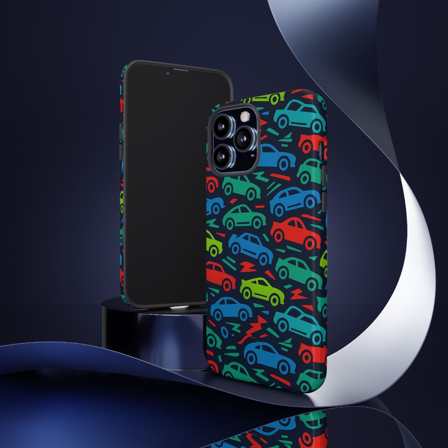 vibrant retro automotive design protective phone case for kids and adults – colourful 3d wrap style – stylish protection compatible with iphone 13, 14, 15 & 16 – all models including pro, pro max & plus