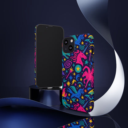 Vibrant Fantasy Unicorns Protective Phone Case – Colourful 3D Design for Stylish Protection – Compatible with iPhone 13, 14, 15 & 16 – All Models Including Pro, Pro Max & Plus