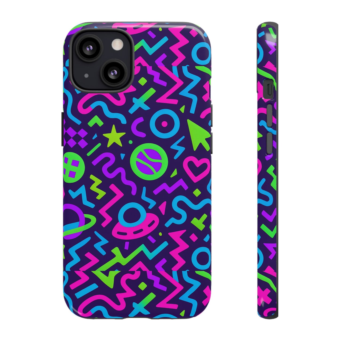 vibrant y2k abstract protective phone case with 3d wrap design for bold aesthetic compatible with iphone 13, 14, 15 & 16 – all models including pro, pro max & plus