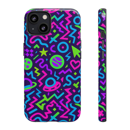 Vibrant Y2K Abstract Protective Phone Case with 3D Wrap Design for Bold Aesthetic Compatible with iPhone 13, 14, 15 & 16 – all models including Pro, Pro Max & Plus