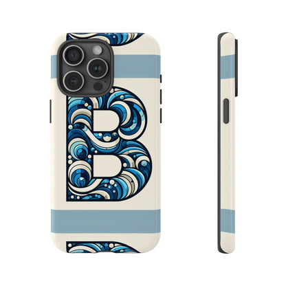 Blue Alphabet Letter B Phone Case with 3D Wrap and Shock Protection for Kids and Teens Durable TPU Cover with Vibrant Design