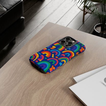 Vibrant Rainbow Geometric 3D Wrap Protective Phone Case for Stylish Accessories Compatible with iPhone 13, 14, 15 & 16 – All Models Including Pro, Pro Max & Plus