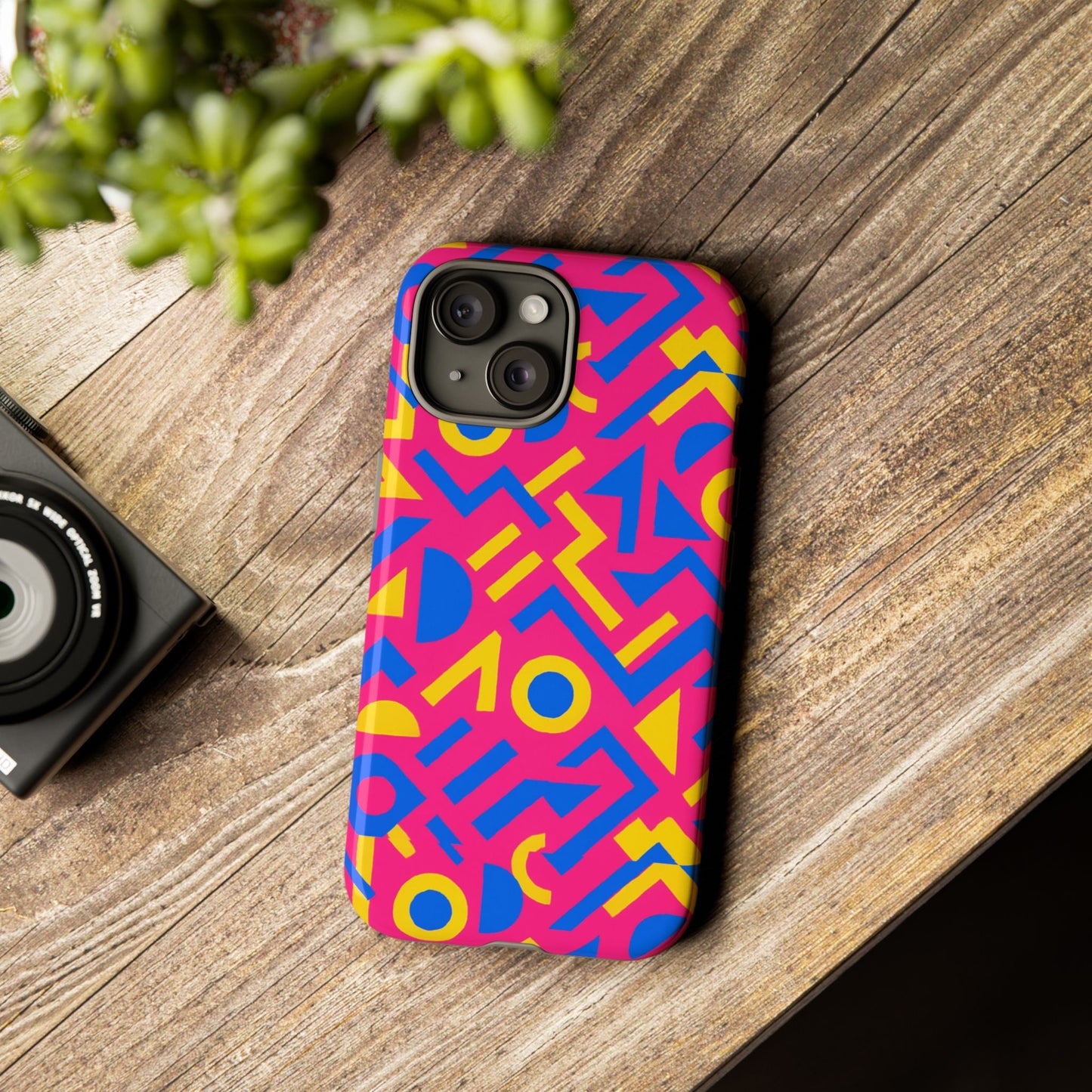 vibrant geometric 3d wrap protective phone case with multicolour design for unique style compatible with iphone 13, 14, 15 & 16 – all models including pro, pro max & plus
