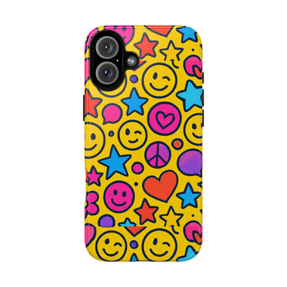Multicolour Emoji Protective Phone Case with 3D Wrap Design for Stylish Protection and Individual Expression Compatible with iPhone 13, 14, 15 & 16 – all models including Pro, Pro Max & Plus