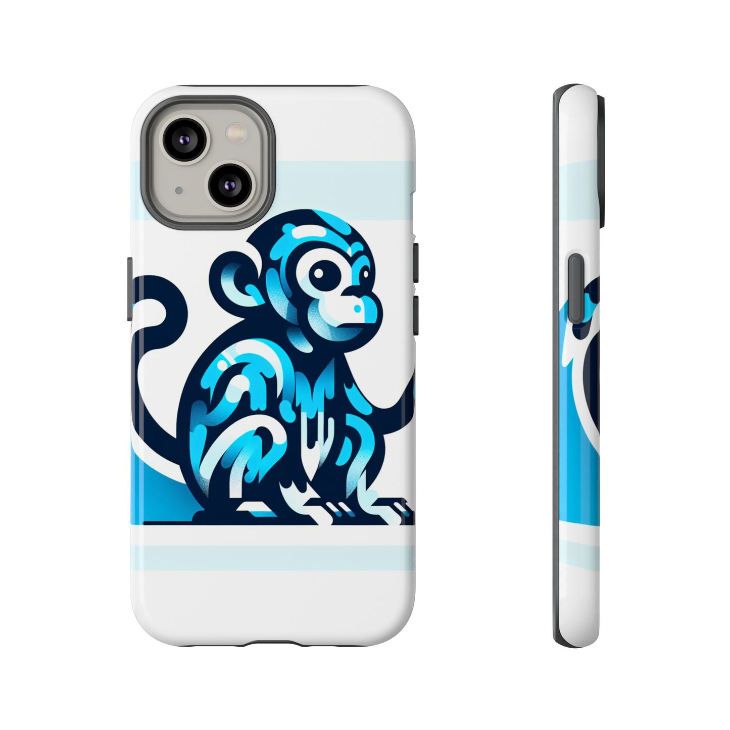 vibrant 3d monkey-inspired phone case for stylish protection in blue – unisex design compatible with iphone 13, 14, 15 & 16 – all models including pro, pro max & plus